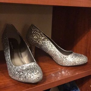 Michael Antonio Silver Glittery Heels